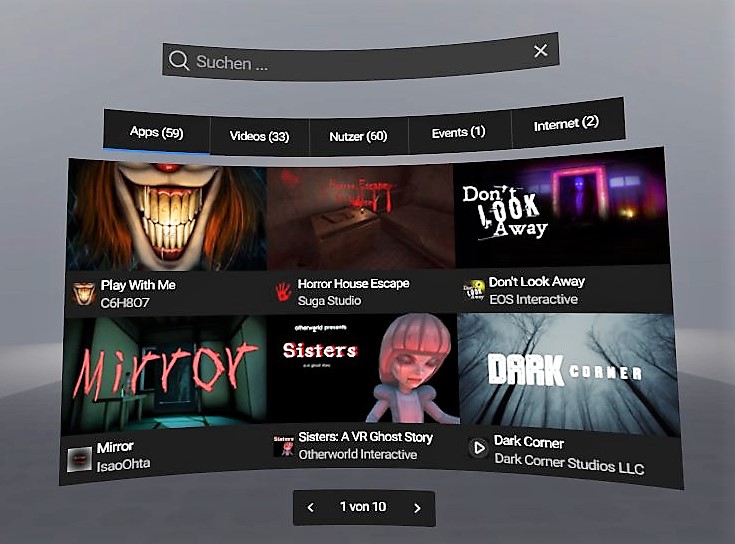 Screen Oculus Go Suche Horror