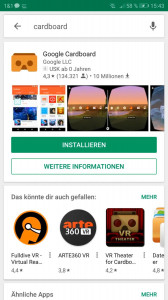 offizielle Cardboard App bei Google Play